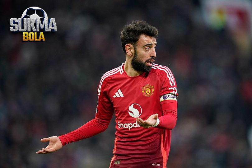 Ekspresi kecewa Bruno Fernandes, kapten Manchester United